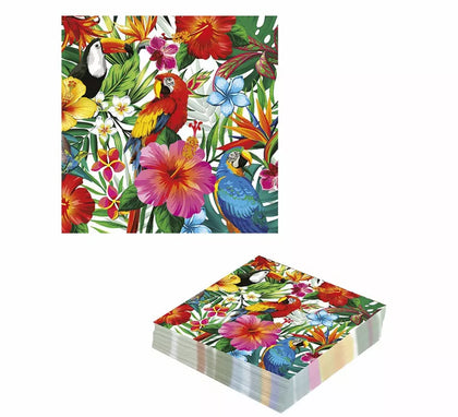 Pack de 12 Servilletas Estampado de Hawai de 33X33 cm