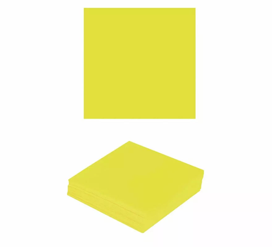 Pack de 12 Servilletas Neón Amarillo de 33X33 cm