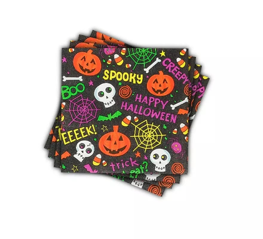 Translation missing: en.Pack de 12 Servilletas Spooky Halloween Print de 33x33 cm