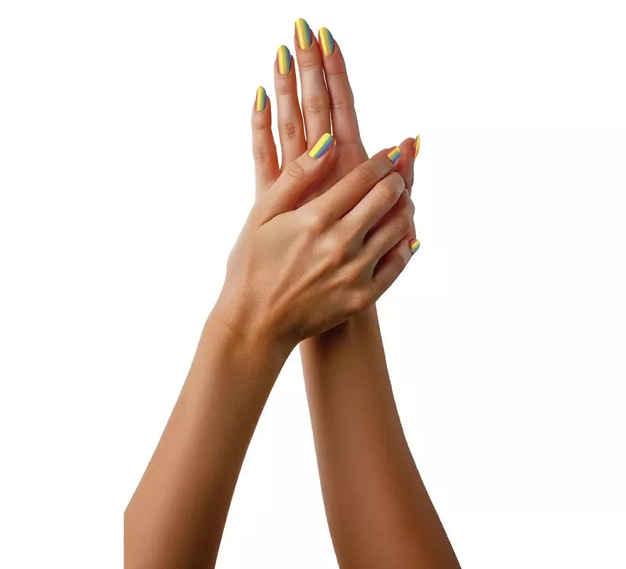 Pack de 12 Uñas Arcoíris con Pegamento