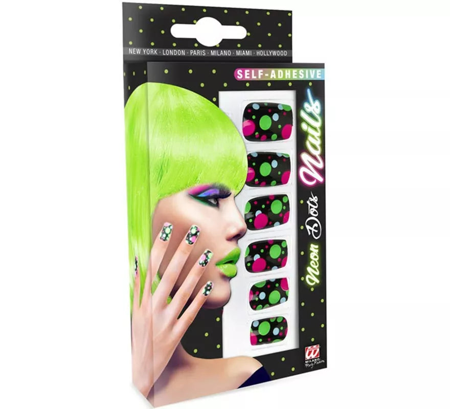 Translation missing: en.Pack de 12 Uñas Autoadhesivas de Bolitas neón