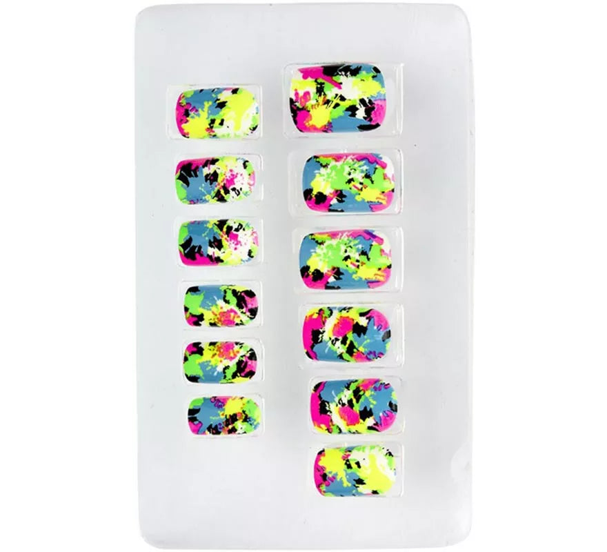 Translation missing: en.Pack de 12 Uñas Autoadhesivas de Mosaico neón