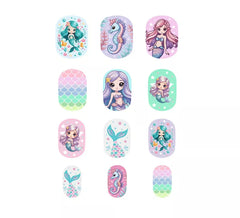 Pack of 12 Mermaid Nails for Girls