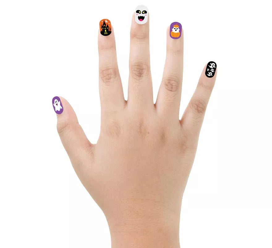 Pack de 12 Uñas Fantasma con Adhesivo Infantil