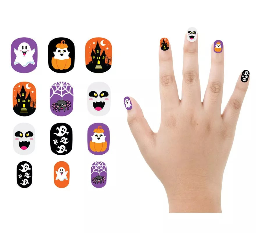 Pack de 12 Uñas Fantasma con Adhesivo Infantil