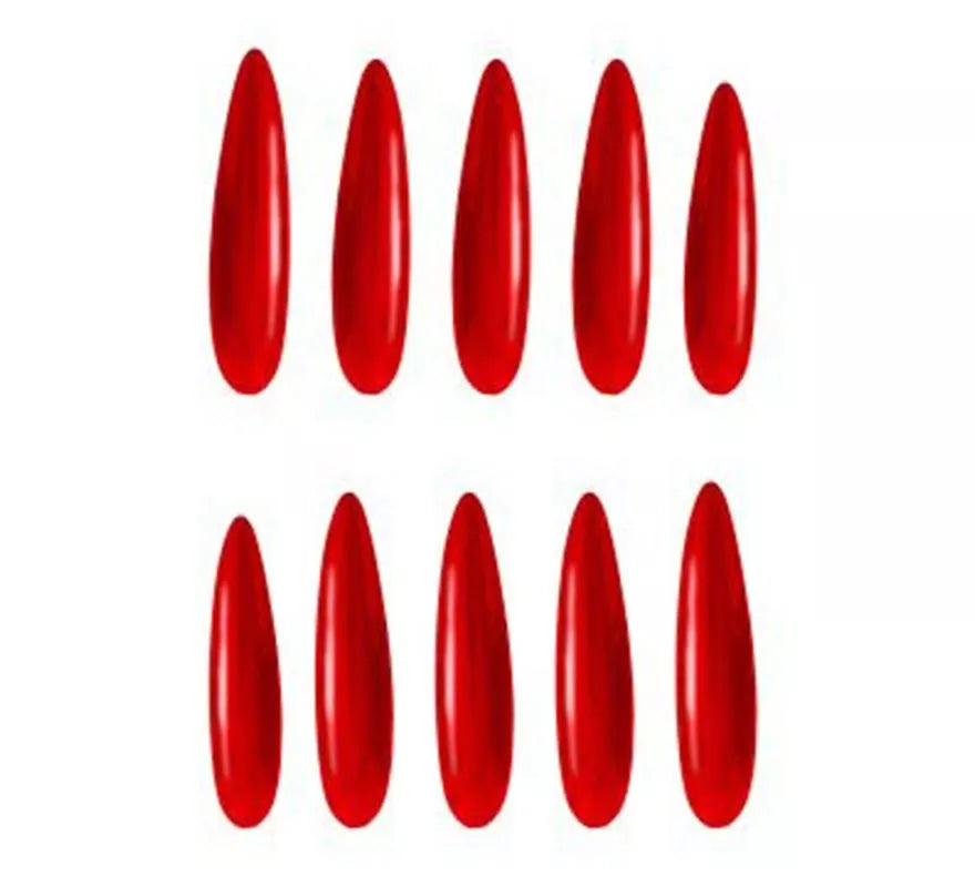 Pack de 12 Uñas rojas con adhesivo