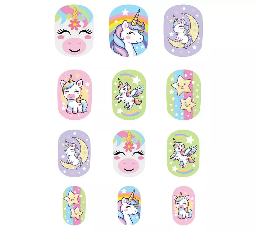 Pack de 12 Uñas Unicornios para niña