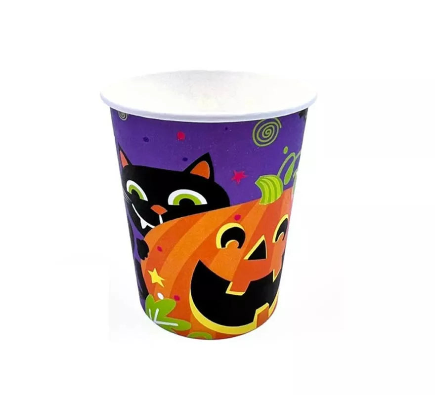 Translation missing: en.Pack de 12 Vasos de 250 ml Noche de Halloween Print naranja