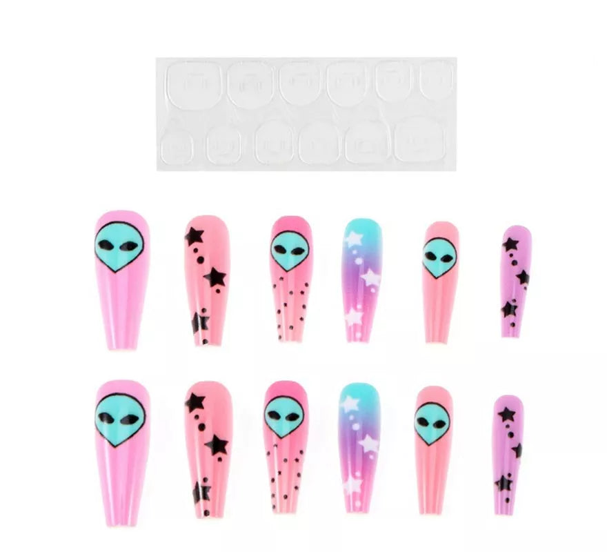 Translation missing: en.Pack de 13 Uñas Autoadhesivas Alien rosa