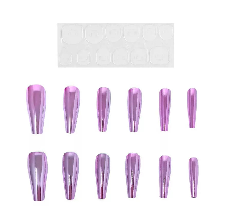 Translation missing: en.Pack de 13 Uñas Autoadhesivas efecto metal rosa