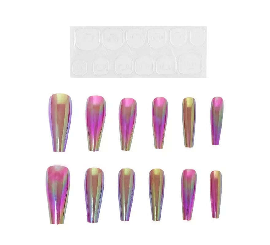 Translation missing: en.Pack de 13 Uñas Autoadhesivas efecto metal tornasol