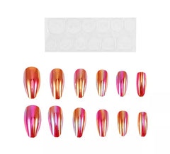 Pack of 13 Holo Orange Self-Adhesive Nails