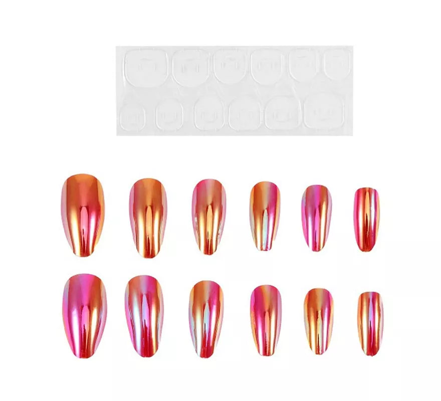 Translation missing: en.Pack de 13 Uñas Autoadhesivas Holo naranja