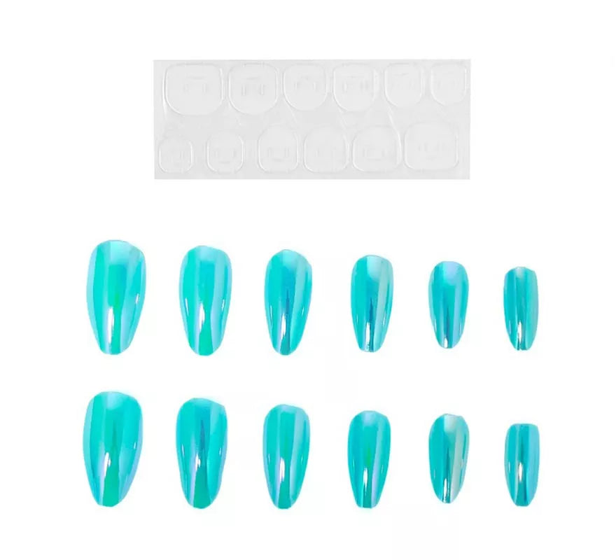 Translation missing: en.Pack de 13 Uñas Autoadhesivas Holo turquesa