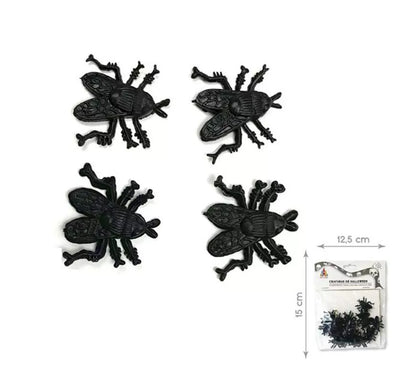 Pack de 16 Moscas negras de plástico