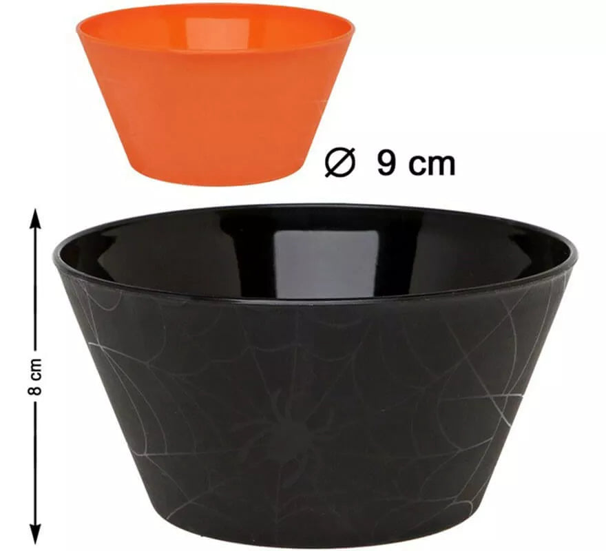 Pack de 2 Cuencos con telaraña en 2 colores surtidos de 8 cm.