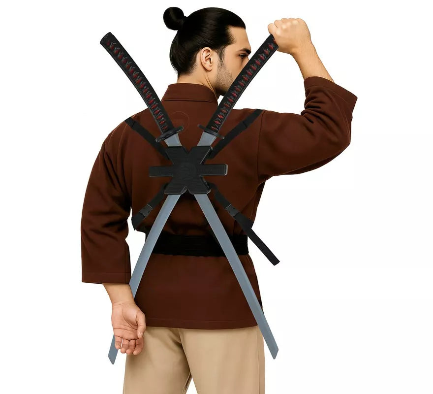 Pack de 2 Espadas Samurái para Espalda de 95 cm de Plástico