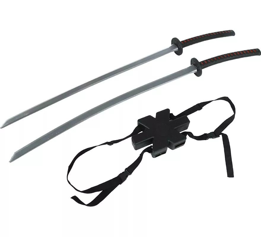 Pack de 2 Espadas Samurái para Espalda de 95 cm de Plástico
