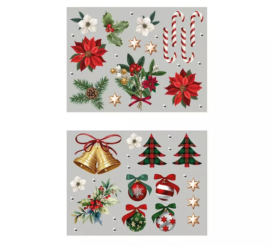 Pack de 2 Hojas Electroestáticas Figuras Navideñas de 30x40 cm