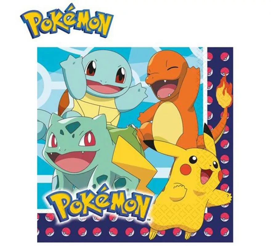 Translation missing: en.Pack de 20 Servilletas de papel de 33x33 cm de Pokémon