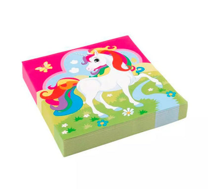 Pack de 20 Servilletas de Unicornio de Papel de 33 cm