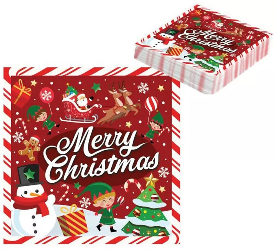 Pack de 20 Servilletas Merry Christmas de 33x33 cm