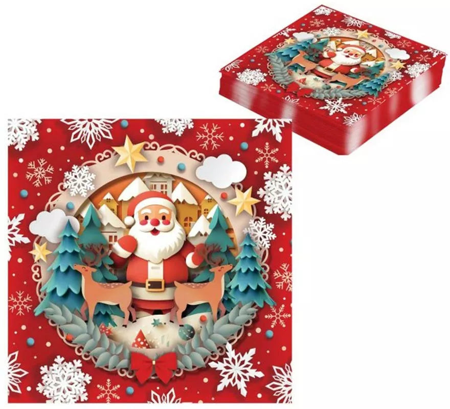 Translation missing: en.Pack de 20 Servilletas Papá Noel de 33x33 cm