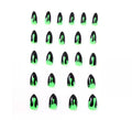 Pack de 24 Uñas Postizas Halloween negro y verde