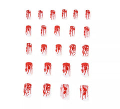 Pack of 24 Red and White Halloween False Nails