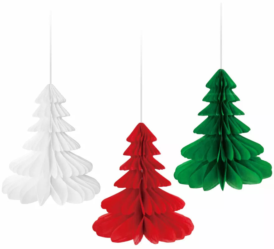 Translation missing: en.Pack de 3 Colgantes Panal de Árbol Navidad de 10 cm