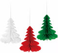 Pack de 3 Colgantes Panal de Árbol Navidad de 10 cm