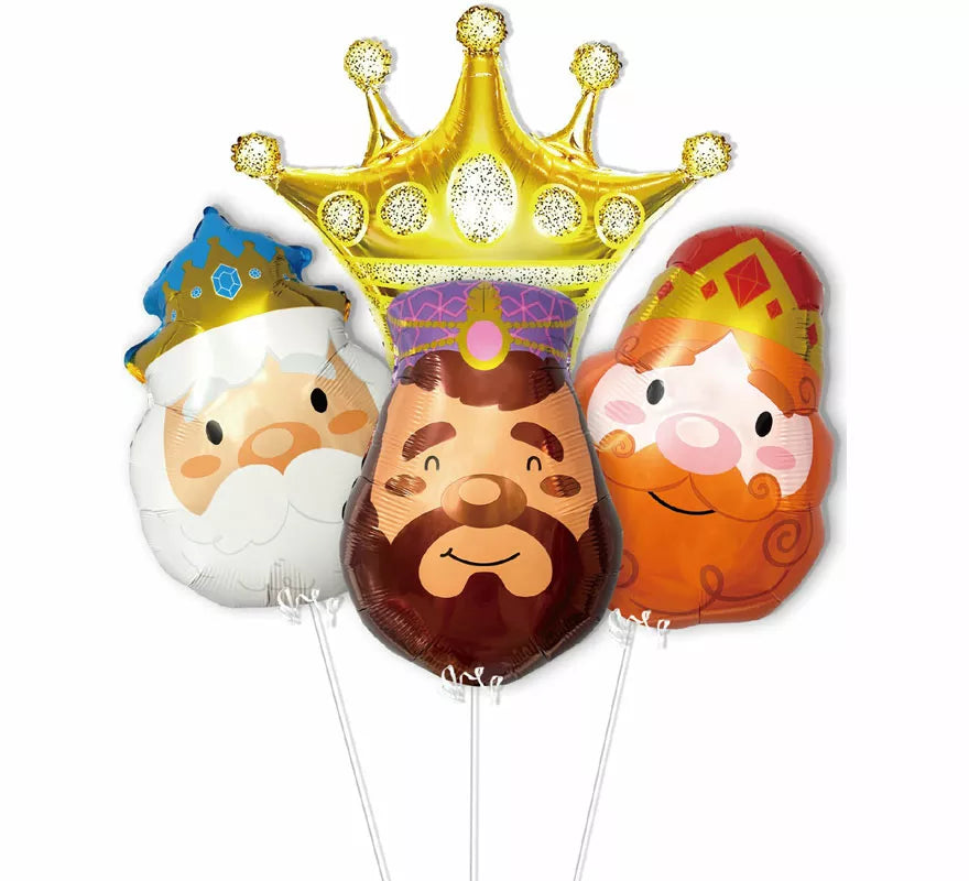 Translation missing: en.Pack de 3 Globos Foil Reyes Magos con Corona