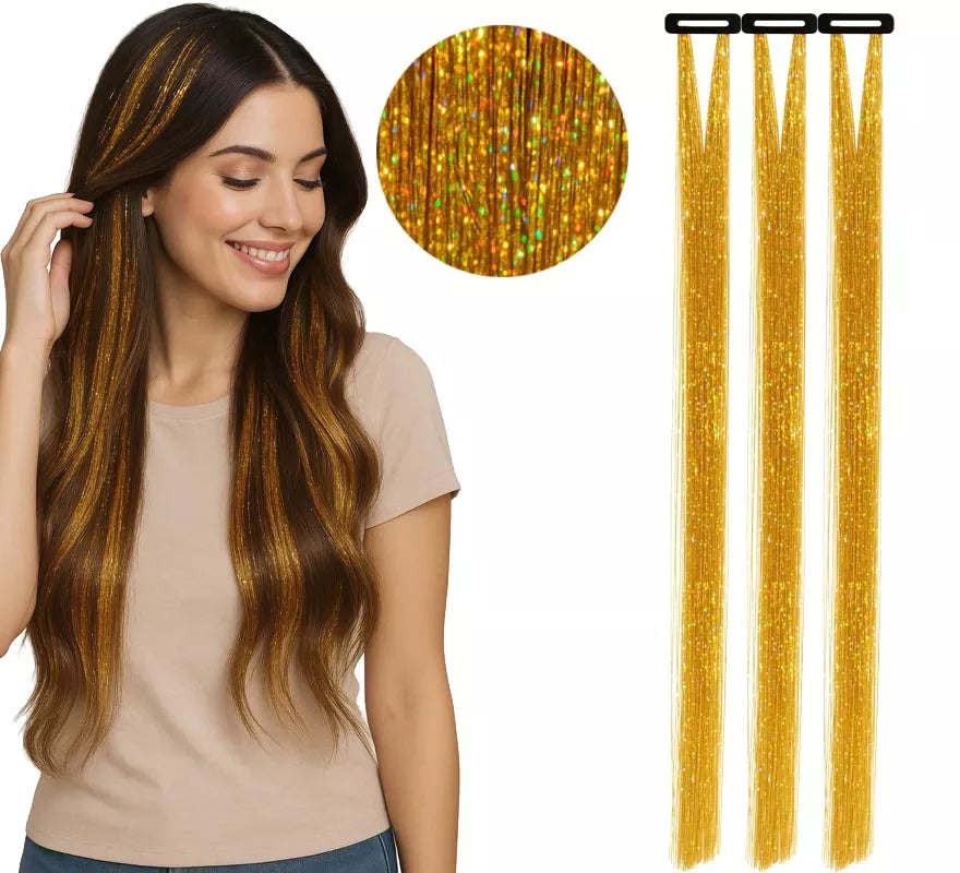 Pack de 3 Mechones de 50 cm Brillantes en varios colores