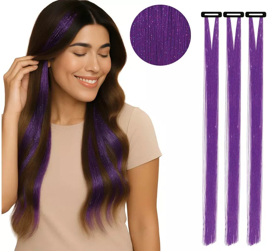 Pack de 3 Mechones de 50 cm Brillantes en varios colores
