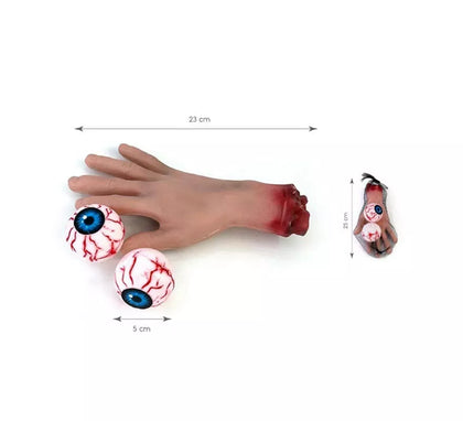 Pack de 3 piezas Mano y Ojos sangrientos de 25 cm