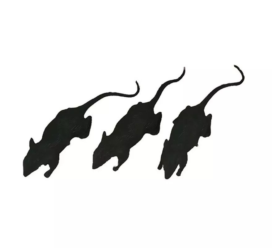 Translation missing: en.Pack de 3 Ratas negras de 6 cm