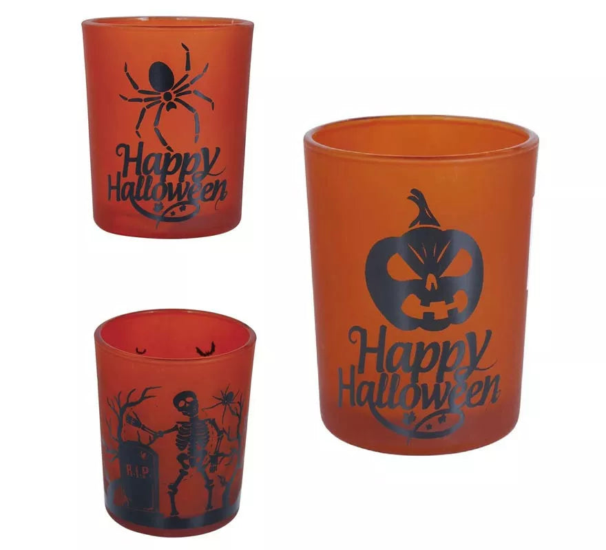 Pack de 3 Vasos naranja de cristal de 6x5 cm