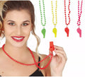 Pack de 4 Collares Neón con Silbato en colores surtidos