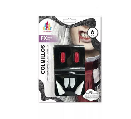 Pack de 4 Colmillos Vampiro con 2 Cápsulas de Sangre