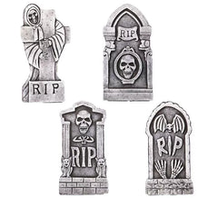 Pack of 4 Skull Tombstones measuring 21.5x6.5x42 cm
