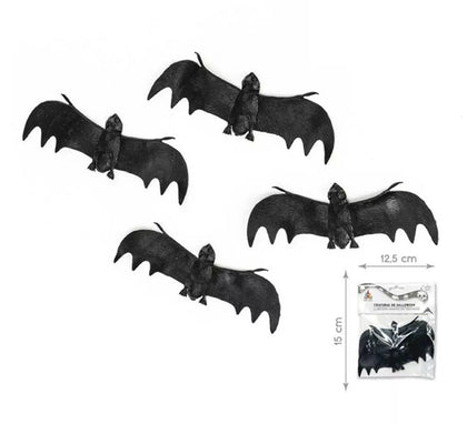 Pack de 4 Murciélagos negros alas extendidas
