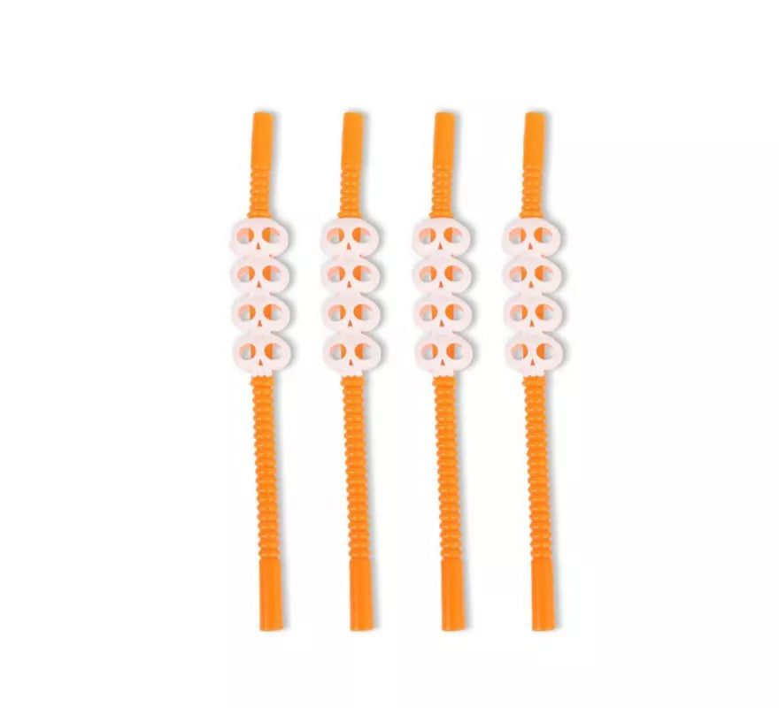 Translation missing: en.Pack de 4 Pajitas Calavera naranja