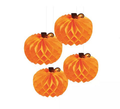 Pack of 4 Pumpkin Honeycombs of 25 and 30 cm