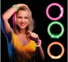 Pack of 4 LED Bracelets, 8 cm, in assorted colors