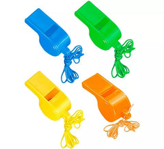 Pack of 4 Whistles with Rope in assorted colors