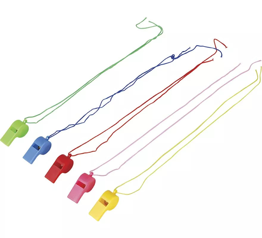 Pack de 4 Silbatos con Cuerda en colores surtidos
