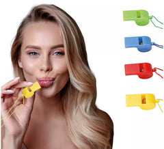 Pack of 4 Whistles with Rope in assorted colors