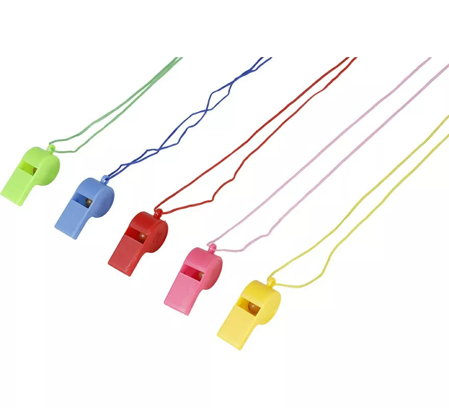 Translation missing: en.Pack de 4 Silbatos con Cuerda en colores surtidos