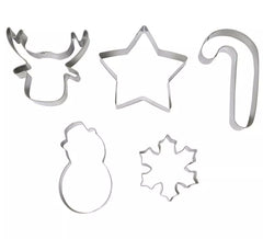 Pack of 5 Christmas Metal Cookie Molds