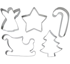 Pack of 5 Christmas Metal Cookie Molds